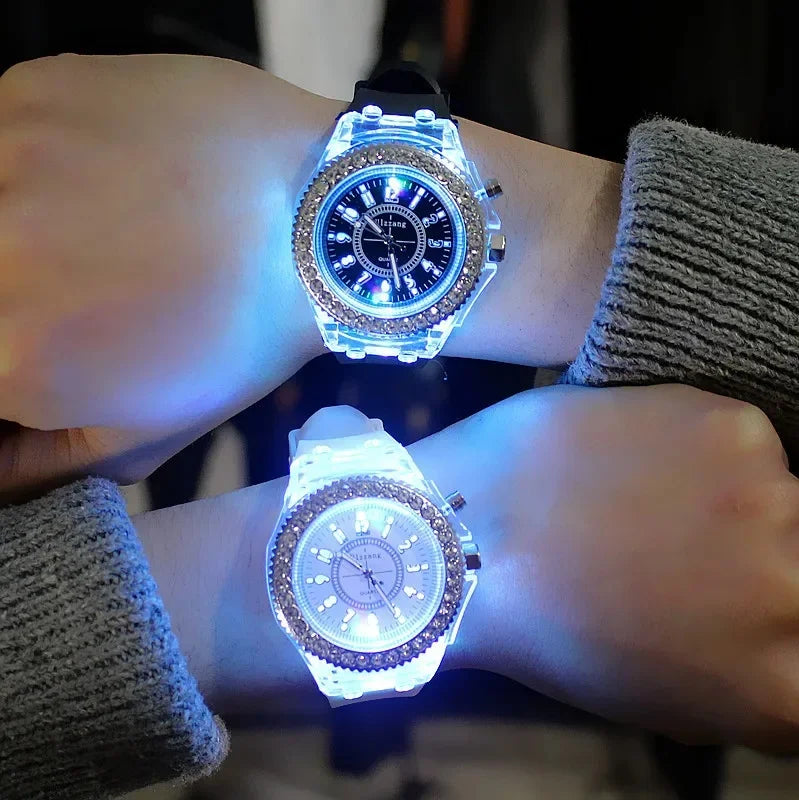 Luminous Colorful LED Luminous Watch for Male and Female Students, Fluorescent Quartz Hand for Male and Female Students