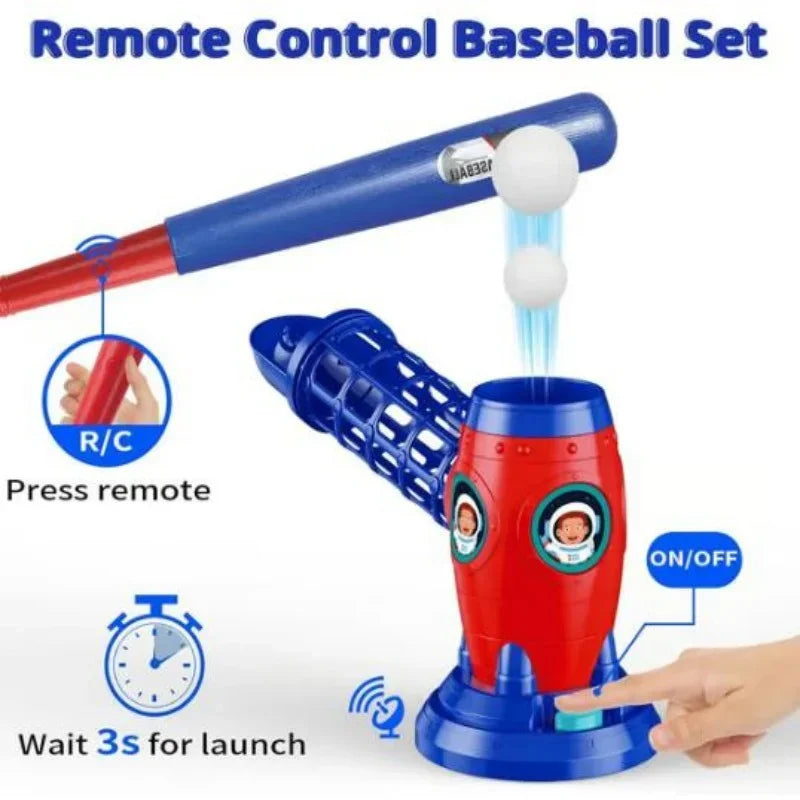 Parent-child Interactive Kids Baseball Set Electric Remote Control Pitching Machine Space Style Sport Training Toy for Kids 3+ Y