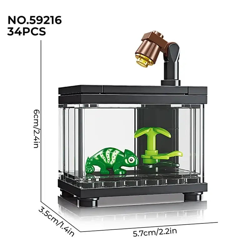 Micro Fish Tank Series Building Blocks Set Clownfish Lobster Display Box Model Children Creative Diy Educational Bricks Toys