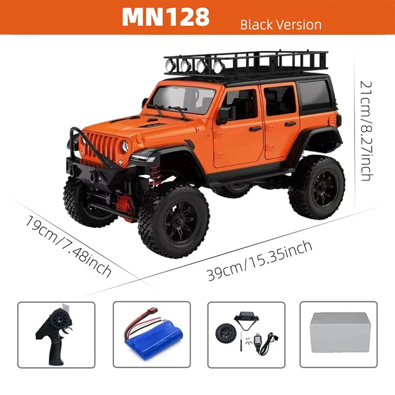 MN128 1/12 RC Car 4WD Jeep Model 2.4G Remote Control LED Light 4X4 Off Road 4WD Climbing RC Truck Electric Toy Car Gift for Boy