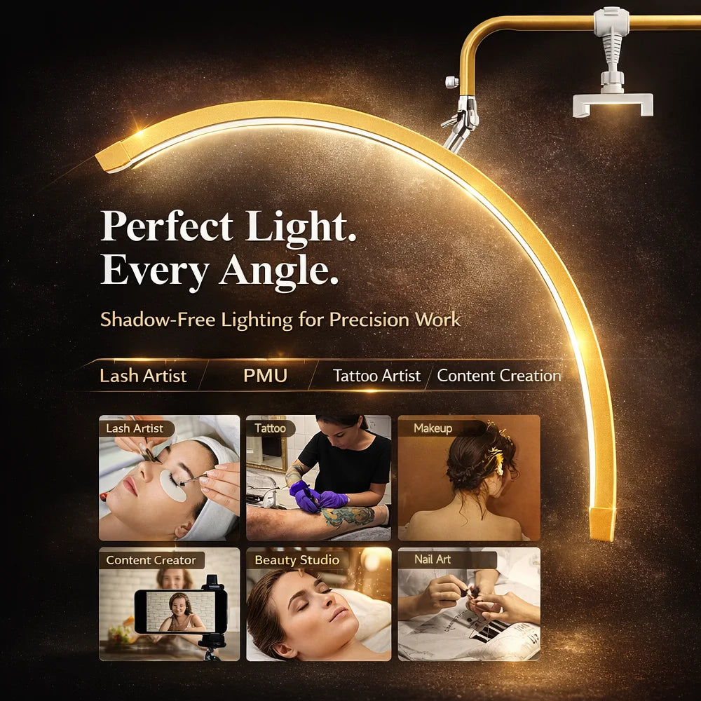 Free LOGO Rotatable Lashes Lamps Half Moon Light Led Moon Lamp Photography Fill Light for Lashes Extension Beauty Floor Lamps