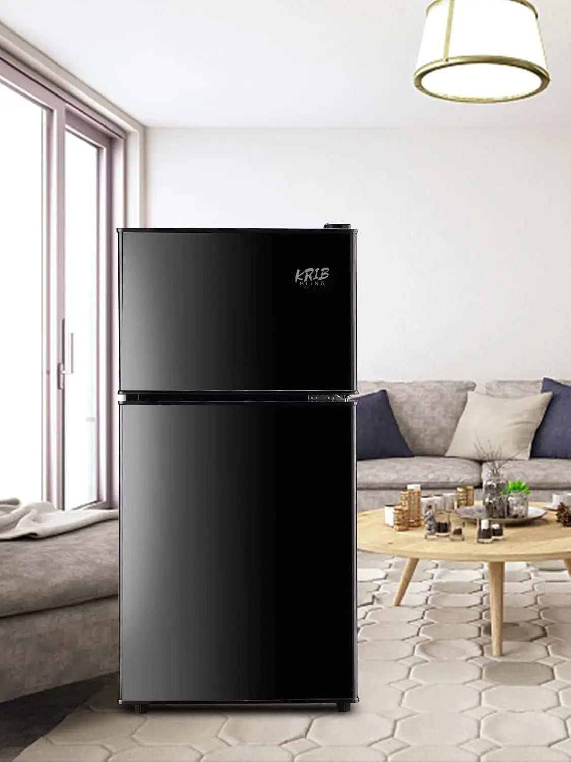 Refrigerator 3.5 Cu.Ft with Freezer Vintage Double Door Lock Fresh 7 Level Adjustable