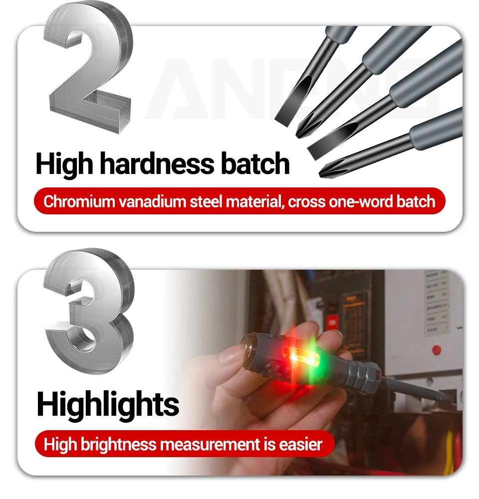 Quickly and safely test electrical circuits with this multifunctional electrician test screwdriver—AC non-contact induction pen for accurate voltage detection!