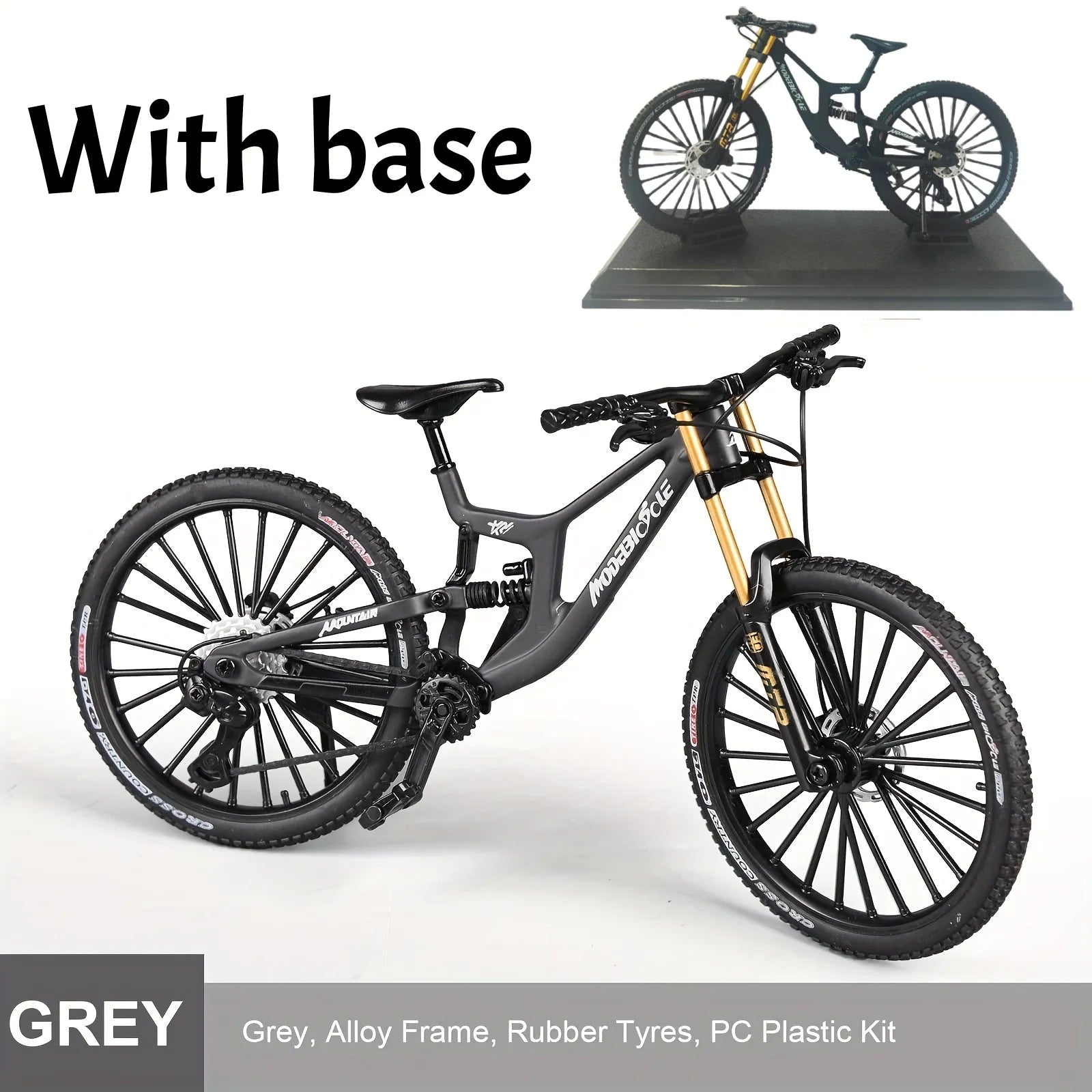 European bikes 1:8 Alloy Mountain Bike Model With Base Features Realistic Gears Dual Suspension, Perfect for Cycling Enthusiasts
