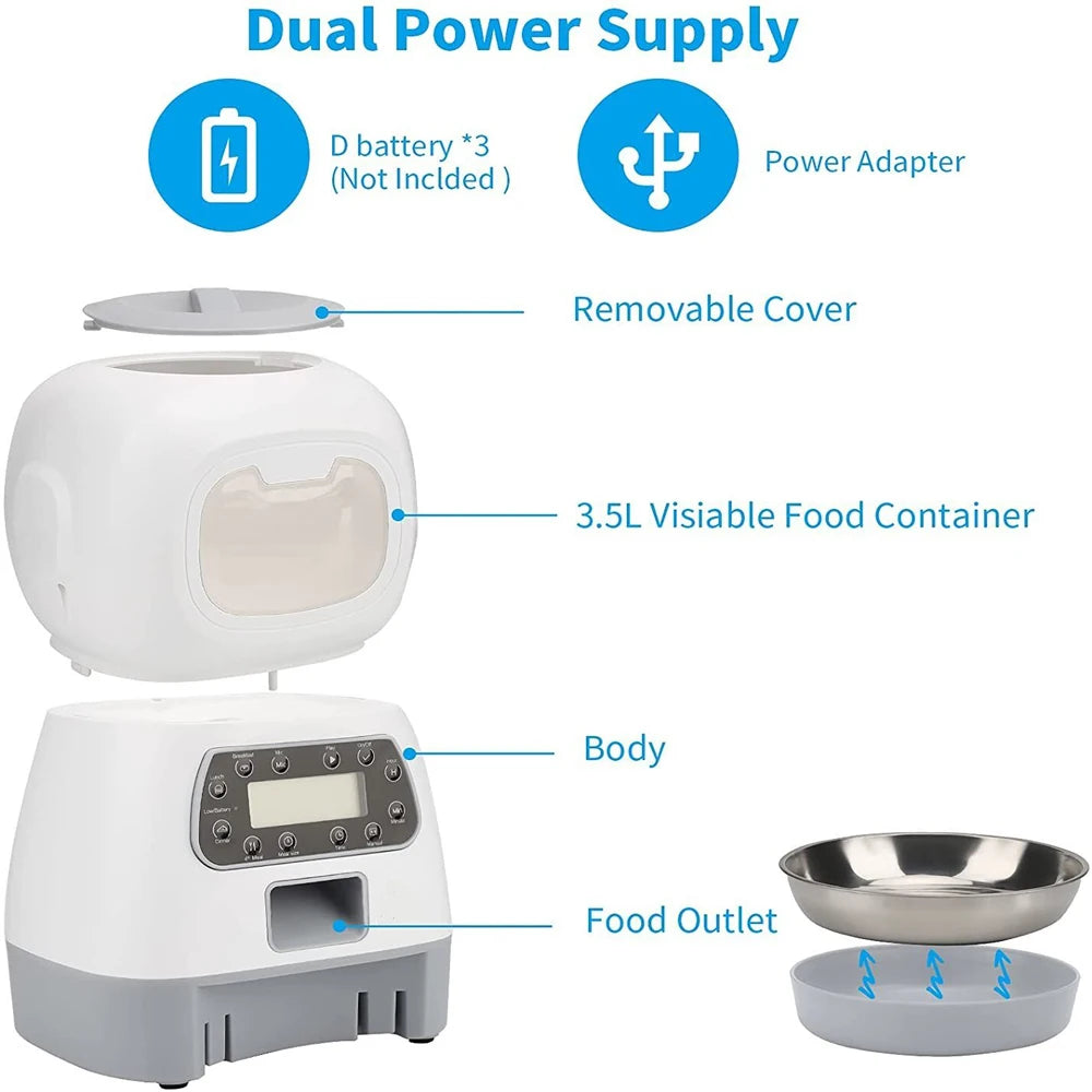 Keep your furry friends well-fed on schedule with this automatic pet feeder featuring a smart timer and durable stainless steel bowl—perfect for cats and dogs!