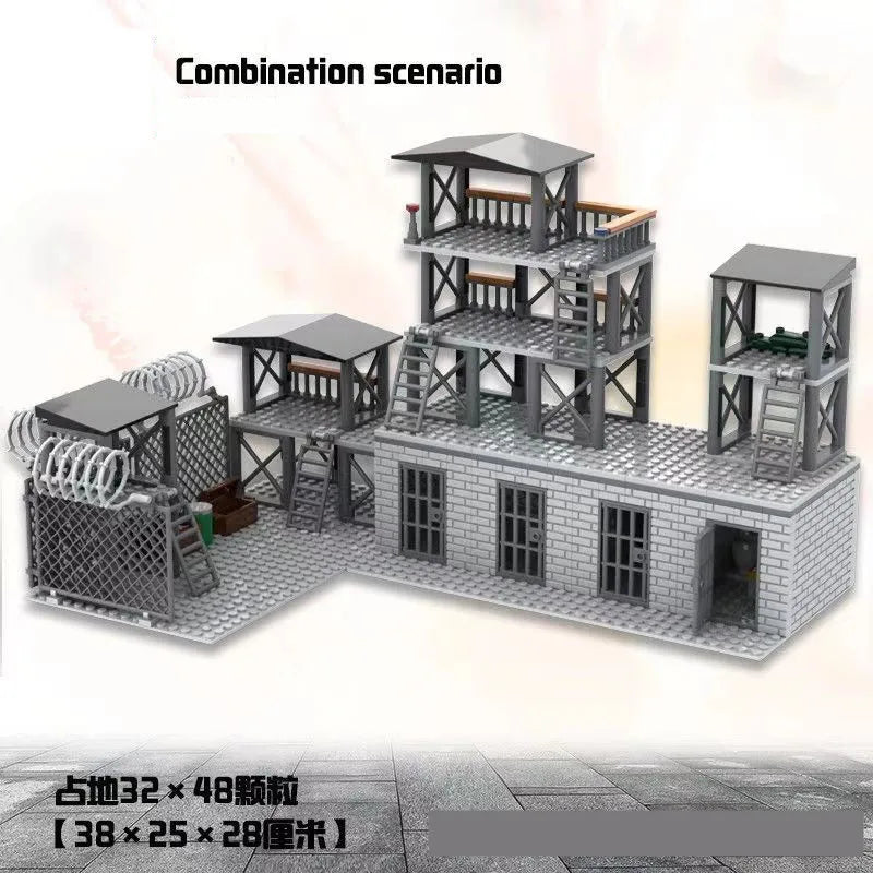 DIY WW2 Battlefield Bunker Bricks WW2 Military War Construction Compatible Figure Building Block Toys For Children Friends Gift