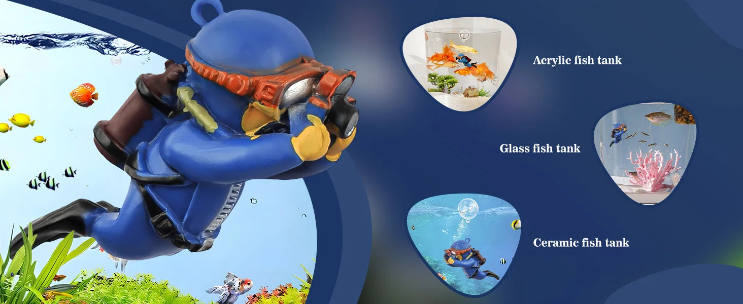 Fish tank Decoration Creative Floating Ornaments Small Figurines Complete Set Diver Blue Guy Underwater Scenery Bottom Figurines