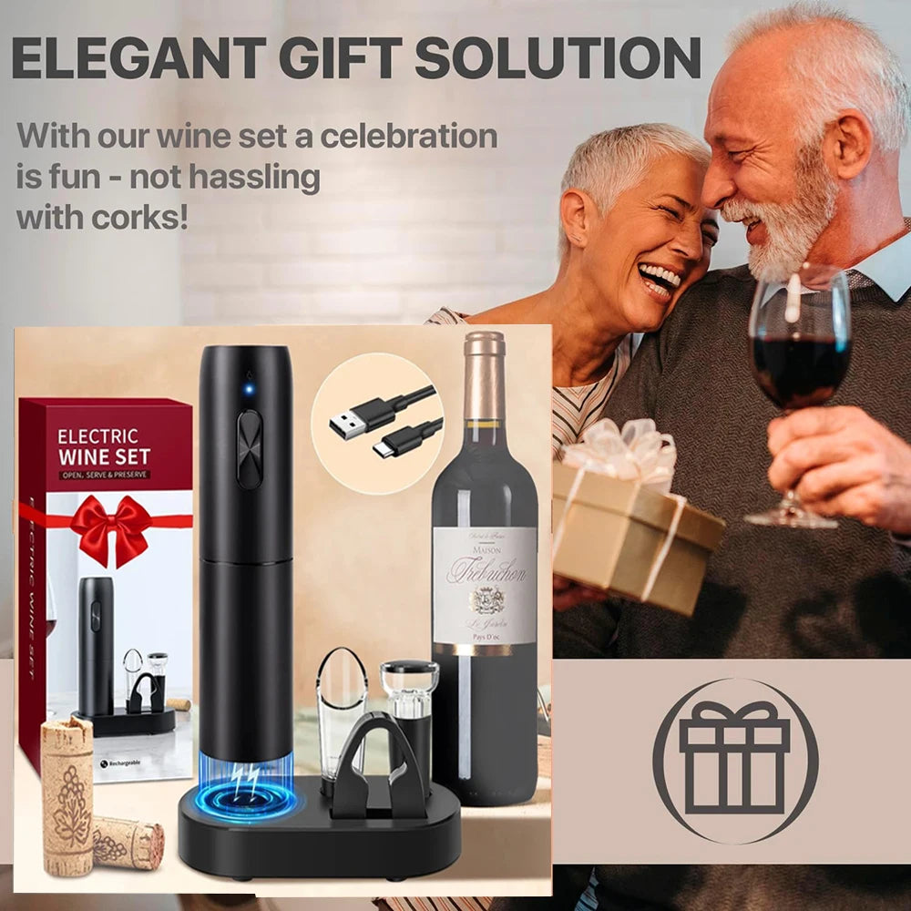Pop open your favorite bottle effortlessly with this electric wine bottle opener—stylish, quick, and hassle-free!