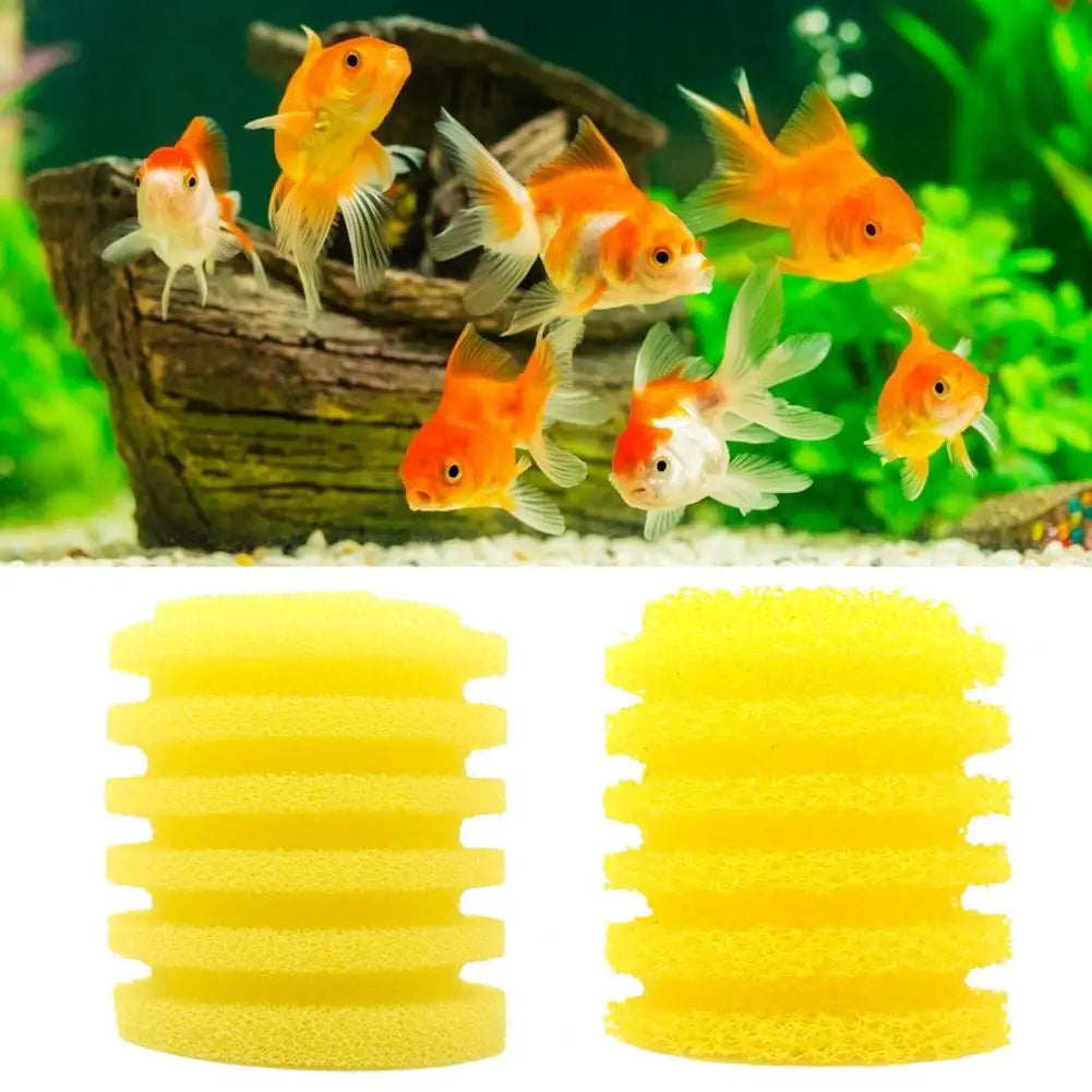 Fish Tank Sponge Universal Reusable Simple Operation Round Yellow Aquarium Filter Foam Filter Sponge Avoid Blockages