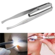 Precisely shape your brows anytime with this portable stainless steel eyebrow tweezer—smart design featuring built-in LED light for flawless makeup application!