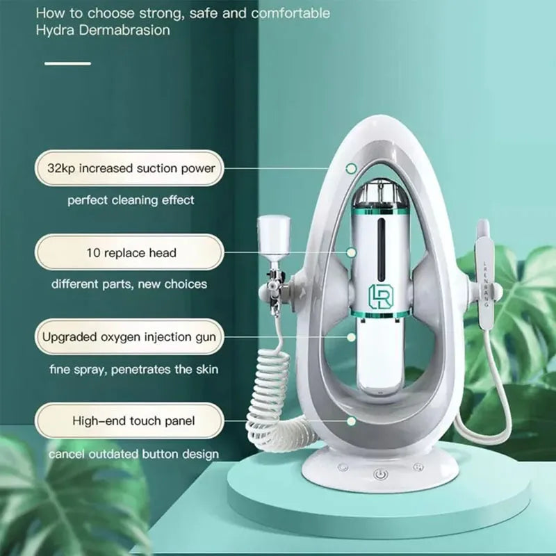 Experience advanced skincare with the new small bubble oxygen injection instrument. This Hydra Dermabrasion device combines Aqua Facial Cleaning, Suction for blackhead removal, and gentle exfoliation for clear, radiant skin.