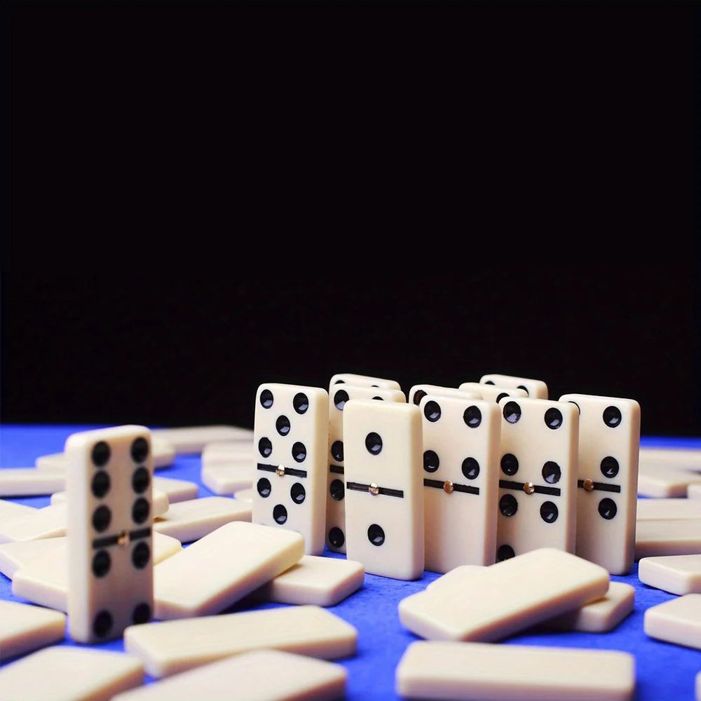Classic Six-Dot Premium Wooden Domino Set for Family Fun with Elegant Storage Box, Travel-Friendly