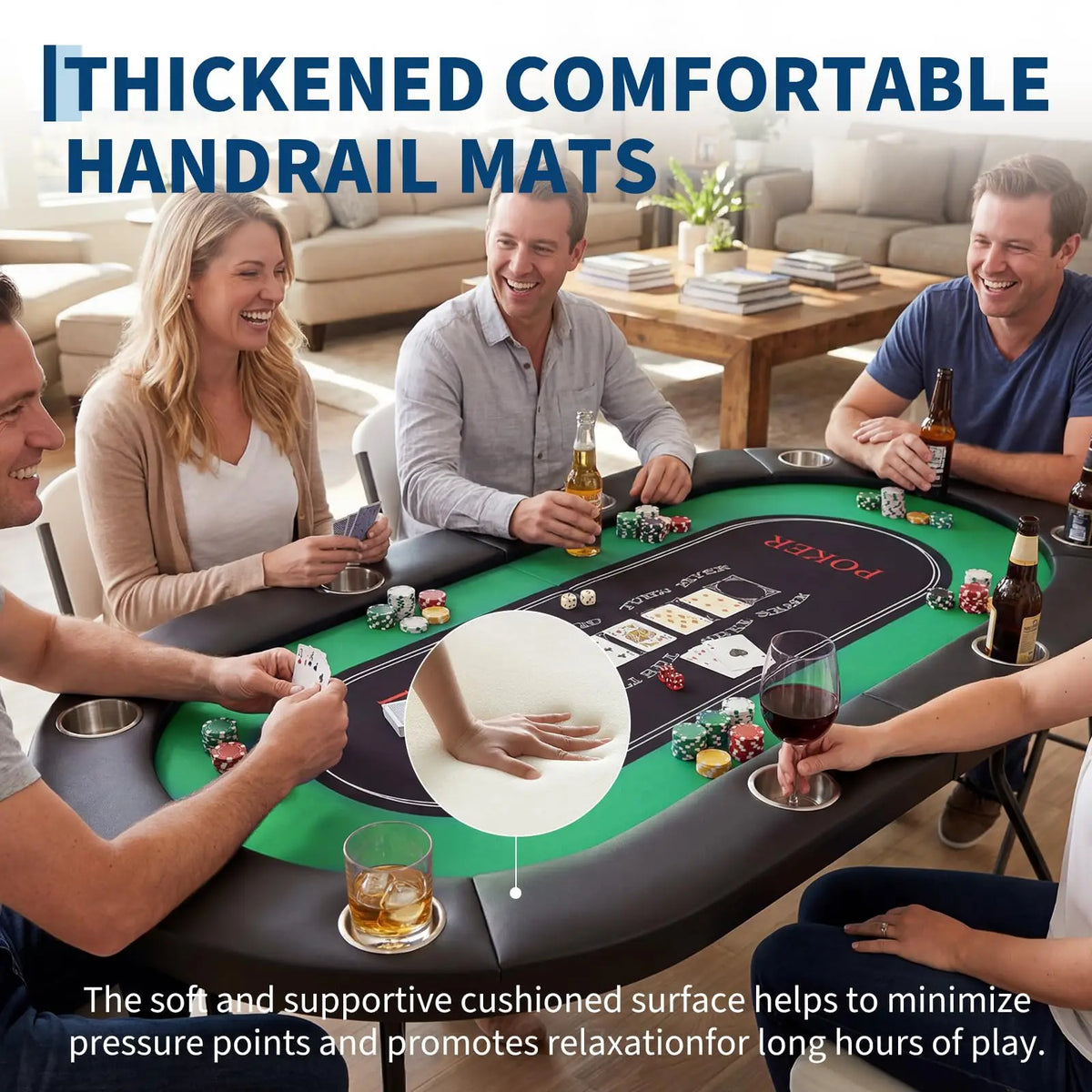 8 Player Poker Table Foldable Texas Holdem Table With Deepened Cup Holders And Padded Rails No Assembly Instant Play Portable Poker Table For Home Party Game Night