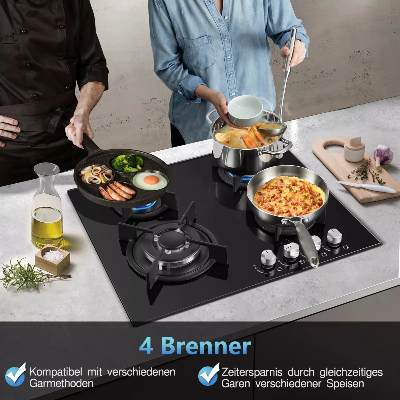 TopStrong 4-Burner Ceramic Glass Built-in Hob NG/Propane gas hob
