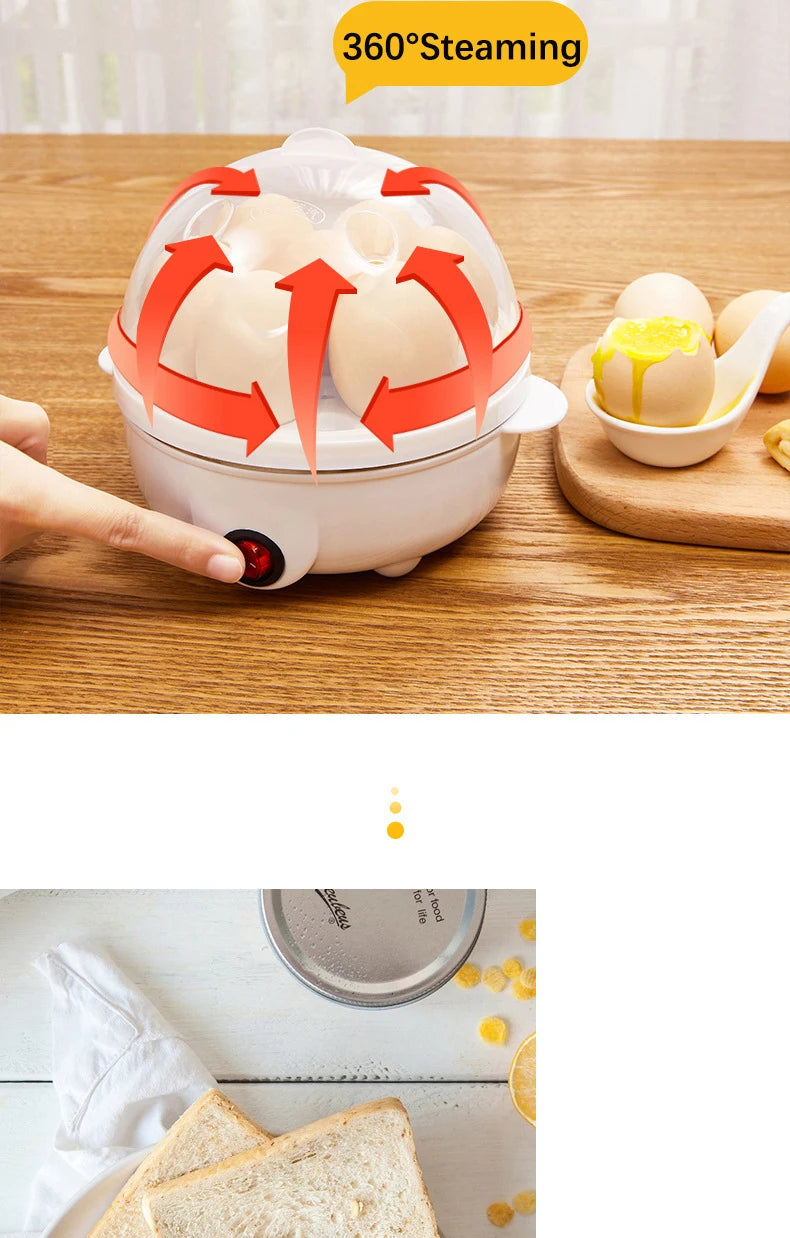Electric Eggs Cooker Rapid Mini Egg Boiling Machine for Poached Scrambled Omelets Auto Shut Off Kitchen Appliance