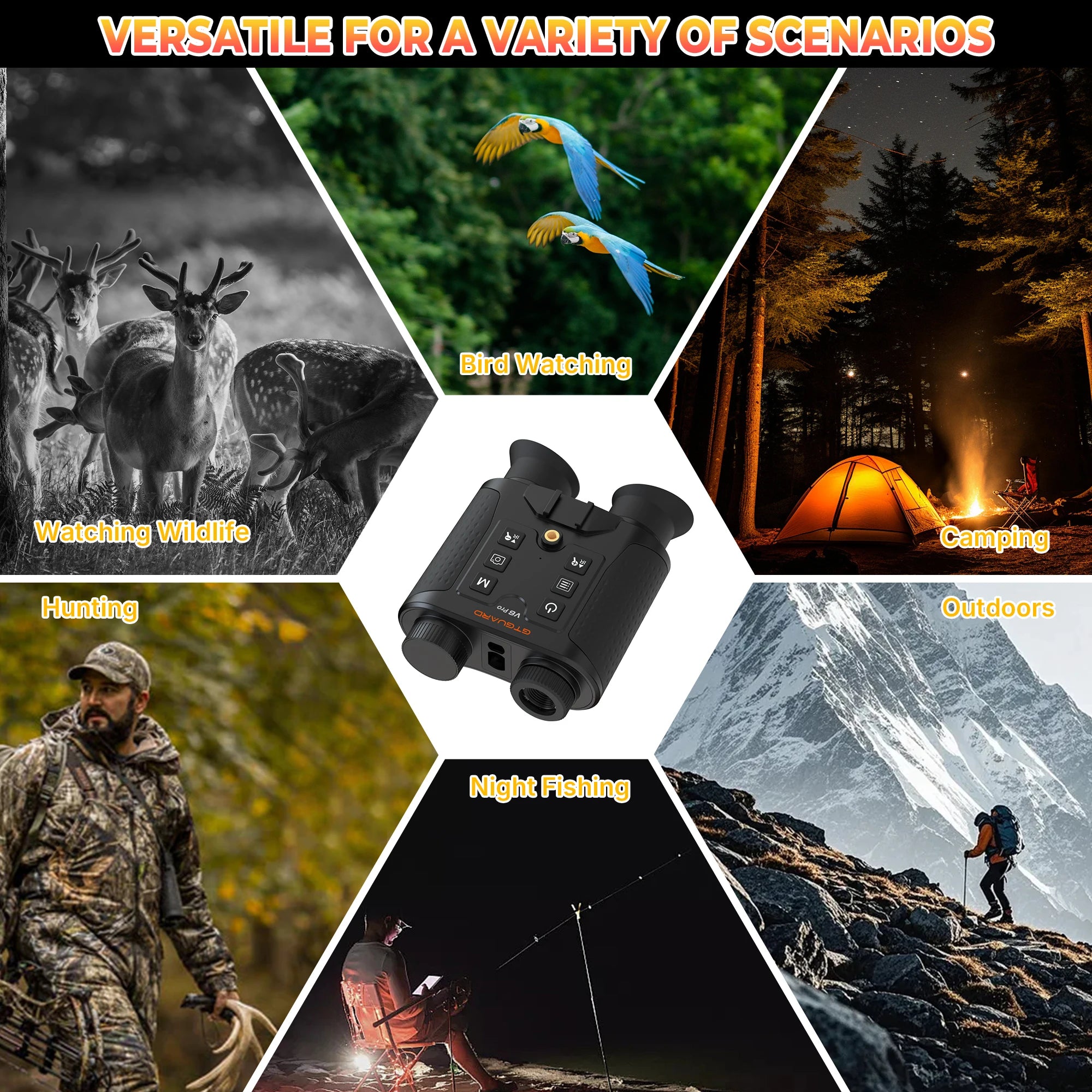 GTMEDIA V6 PRO Infrared 4K Night Vision Binoculars Goggles 8X Digital Zoom 300M Full Darkness Photo&Video Telescope for Hunting