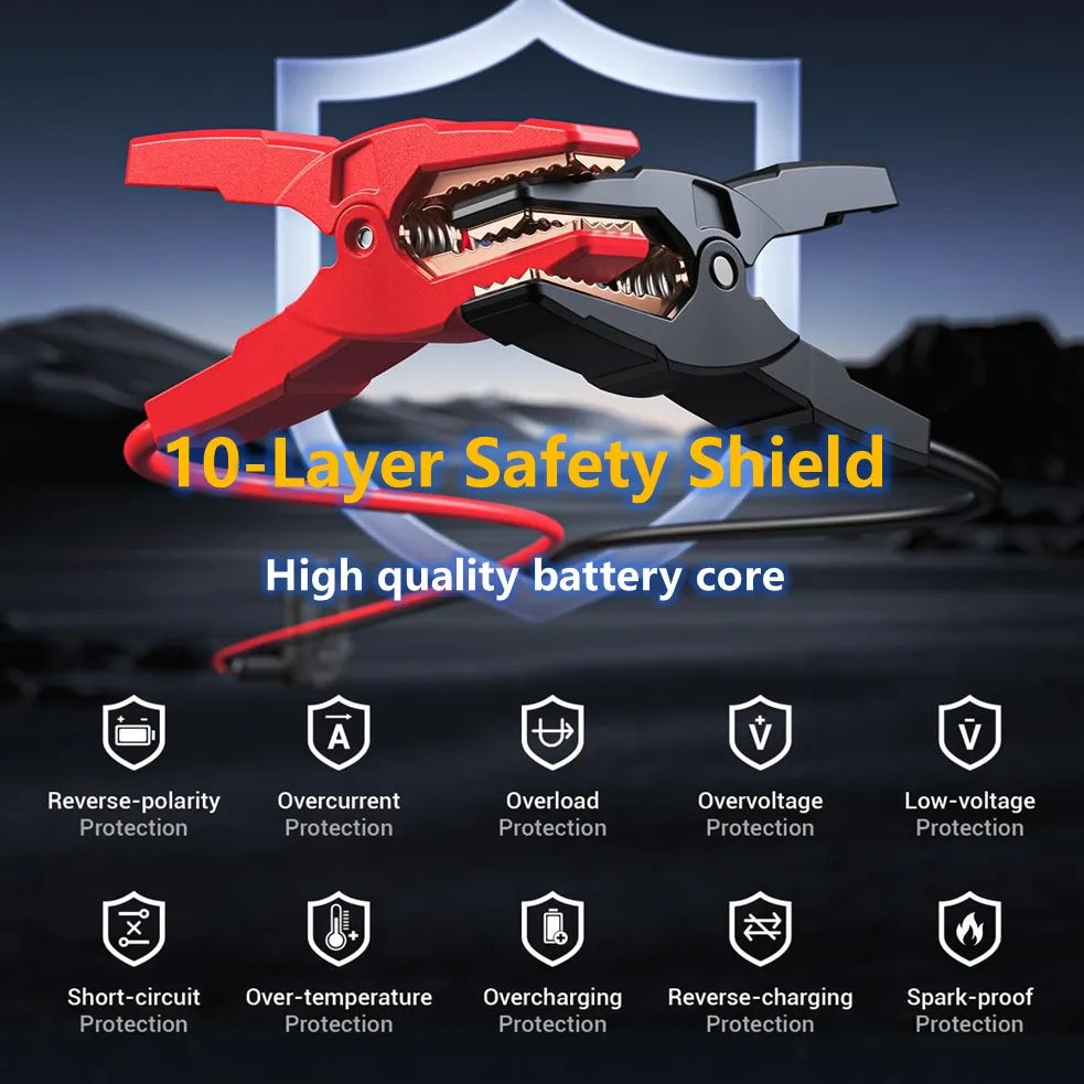 Boost your ride with this upgraded portable car jump starter battery pack—compact, powerful, and ready whenever you are!