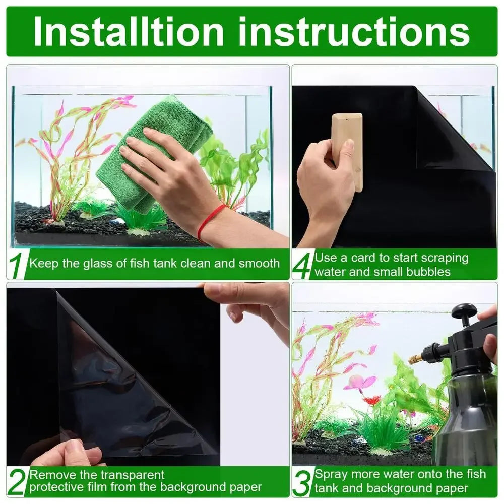 Fish Tank Background Static Cling Black Fish Tank Backdrop Aquarium Poster Aquarium Backdrop Aquarium Wallpaper Decorations