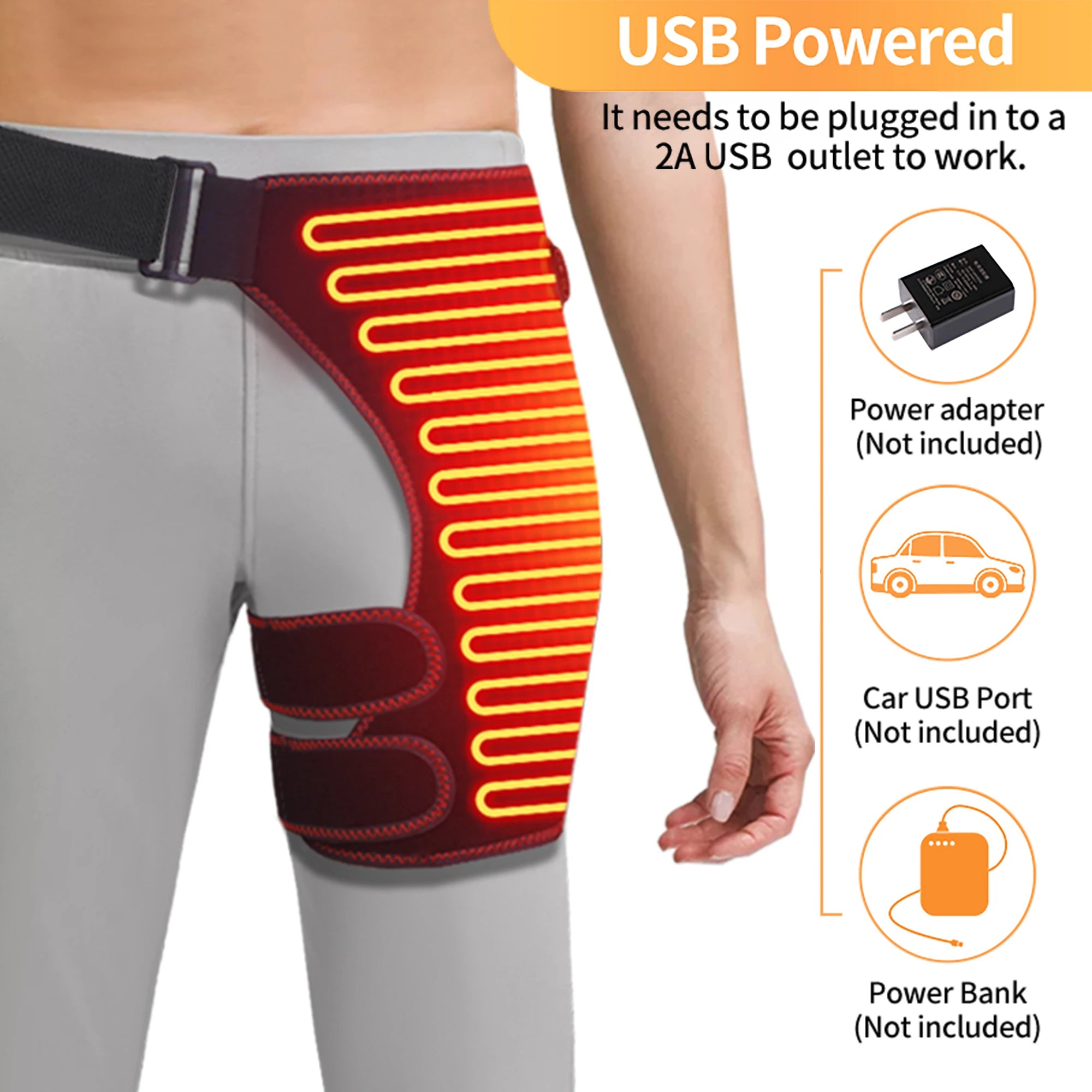 Heated Hip Support Brace Hip Heating Pad for Hip Sciatica Pain Relief with Massager Thigh Buttock Electric Heat Pad Family Gift
