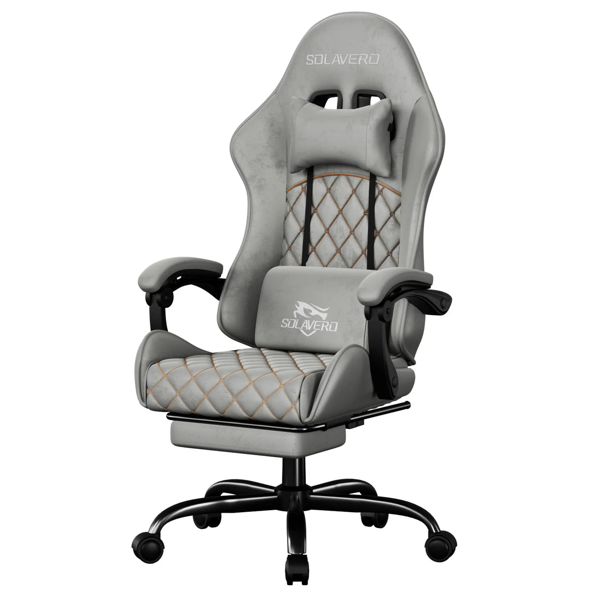 Massage Gaming Chair, Computer Office Chair with Comfy Fabric, Height Adjustable Game Chair with 360°-Swivel Seat and Headrest