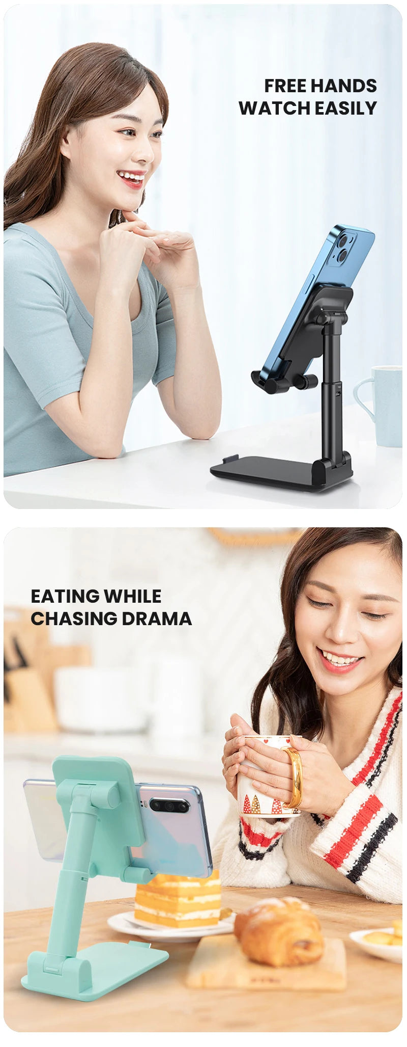 Keep your phone within easy reach with this adjustable desktop phone holder stand—perfect for hands-free use and quick access!