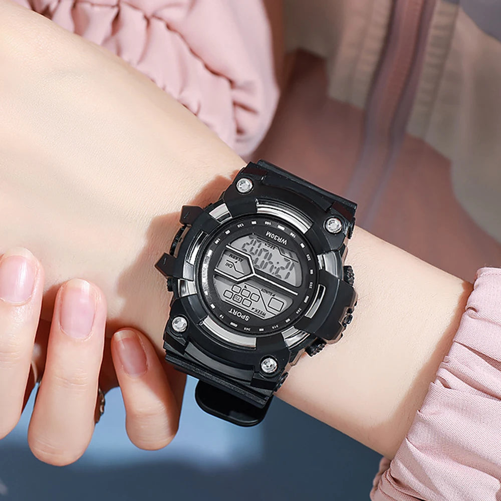 Fashion Kids Watches Multifunctional Electronic Wristwatch for Boys and Girls Student Waterproof Luminous Alarm-clock Calendar
