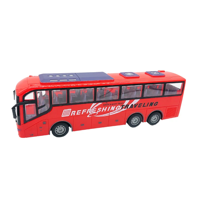 Electric RC Bus 1/30 Scale Remote Control Car with Light for Kids 27Mhz Radio Controlled Tour School City Model Xmas Gift
