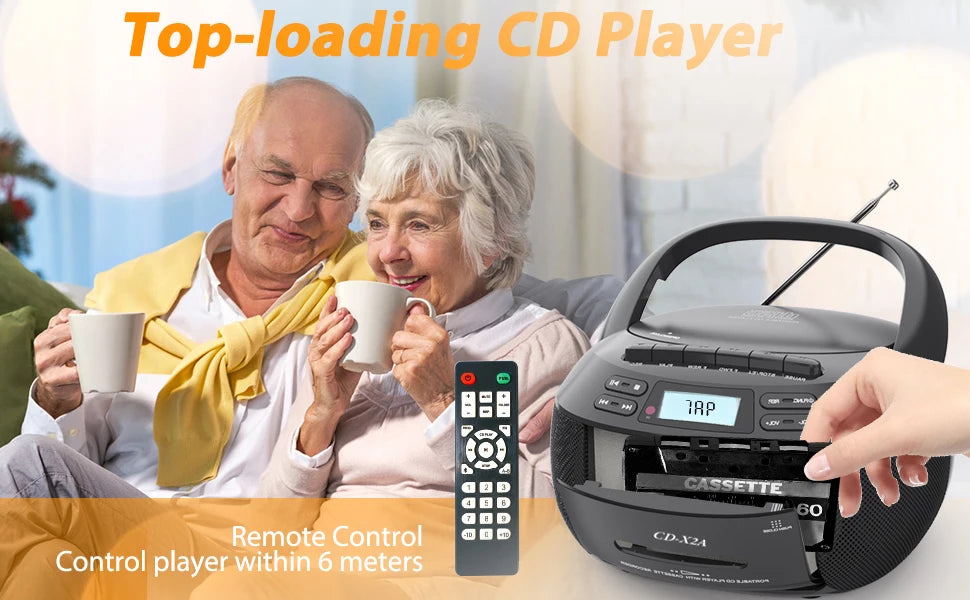 CD cassette player recorder with USB/MP3 and radios,portable cd tape boombox with remote control,AC DC power