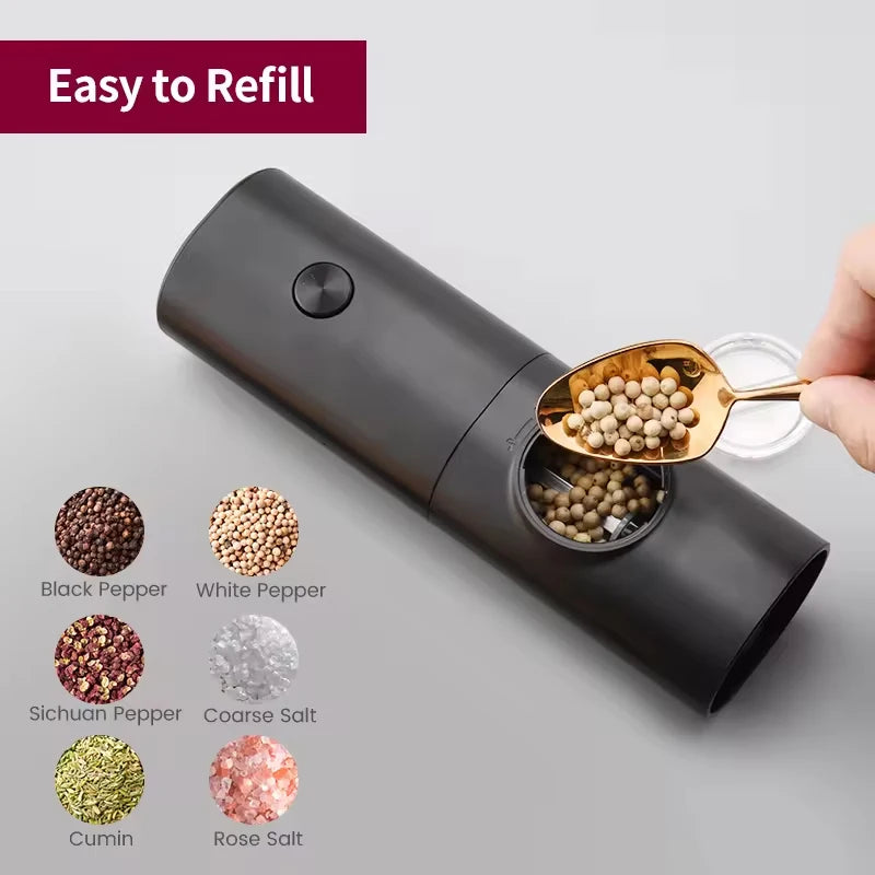 Elevate your kitchen game with this electric automatic salt and pepper grinder set—seasoning made easy and stylish!