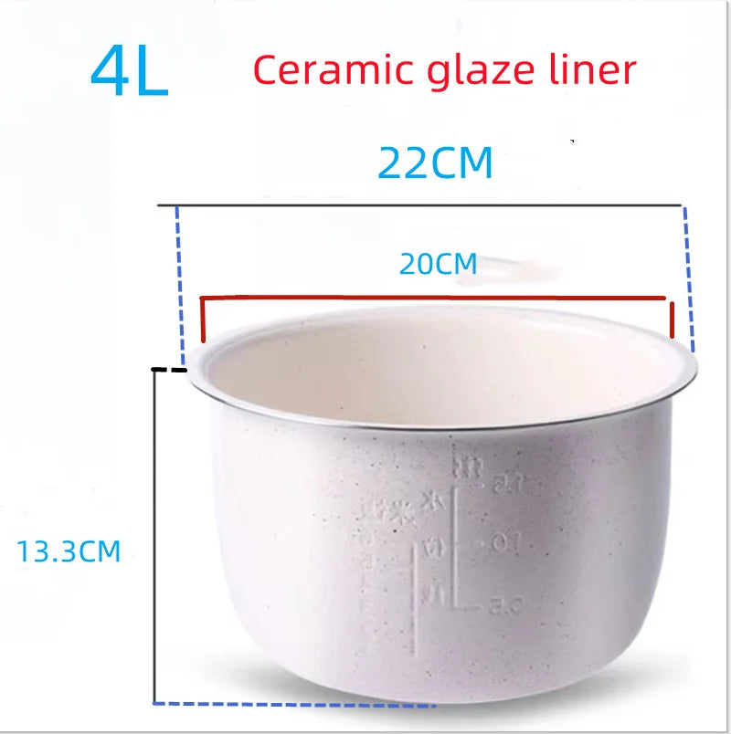 Stainless steel liner without coating ceramic glaze liner rice cooker rice cooker electric pressure cooker inner bowl 4L 5L 6L