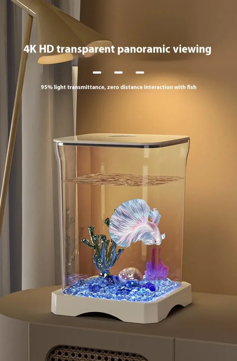 4K High-definition Desktop Fish Tank Acrylic Fish Tank Detachable Transparency Small Tank Multipurpose Amphibian Feeding Box