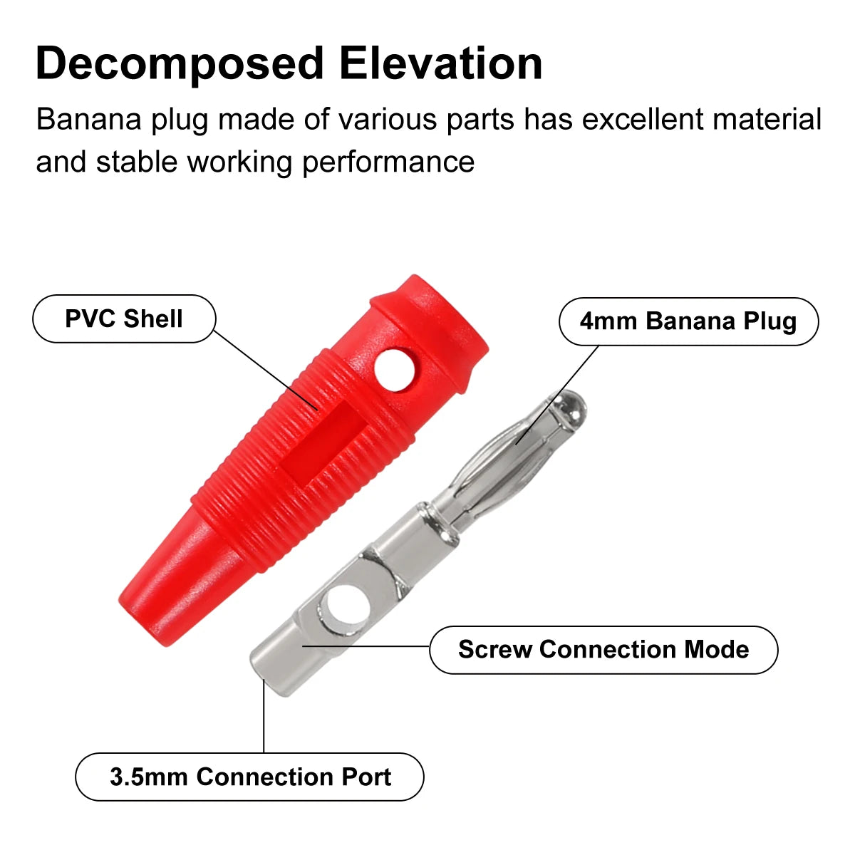 10pcs 5pairs 4mm Banana Plugs 32A High Current Screw Type Banana Plug Male Connectors Adapters