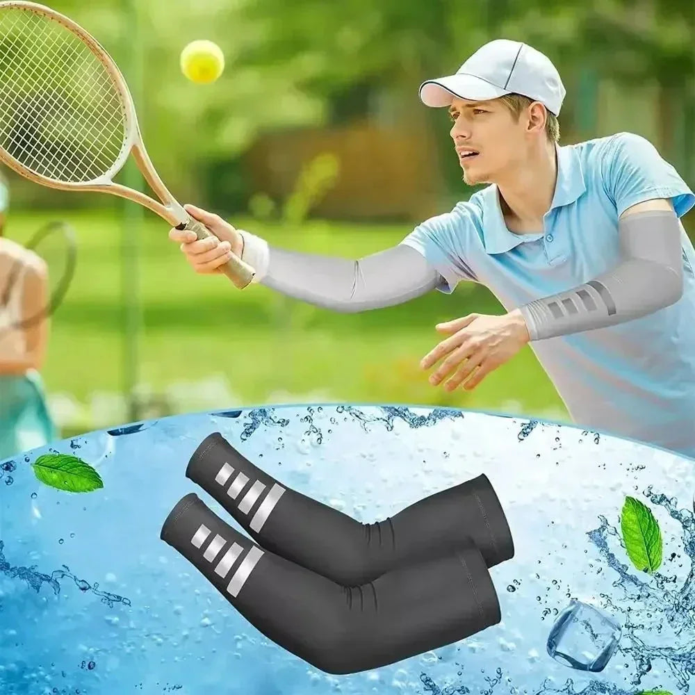1Pair UV Sun Protection Arm Sleeves for Men Women Reflective Cooling Compression Sleeves Golf Outdoor Sports