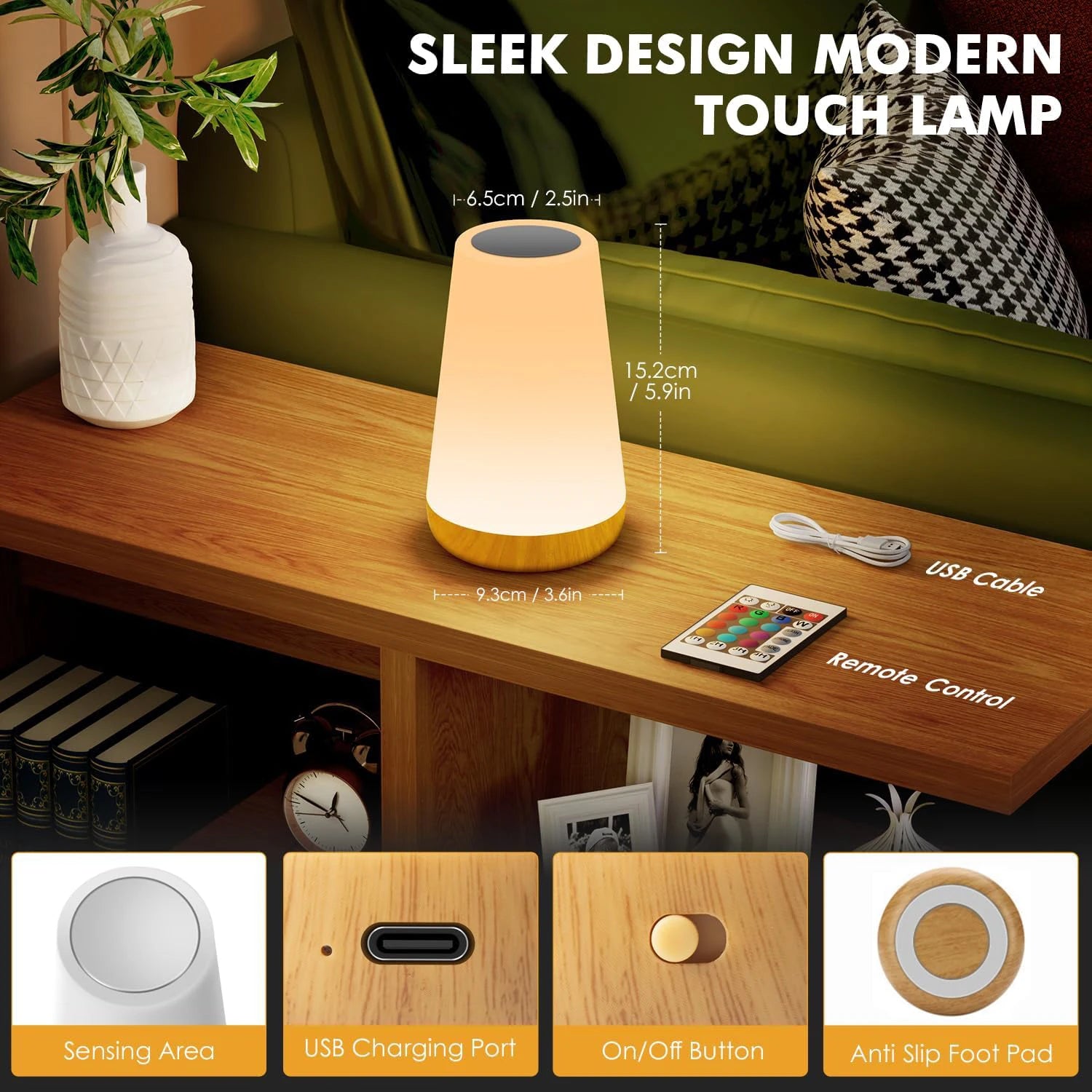 Create the perfect ambience with this LED night light that features 13 color options and is remote-controlled for convenience. Simply touch to control!