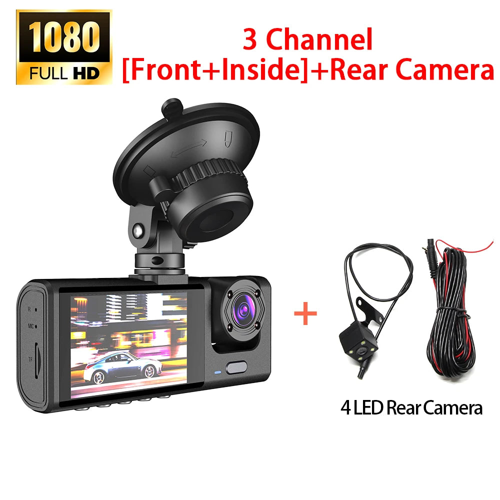 Dash Cam for Cars WIFI APP Car DVR 3 Channel Front Camera Video Recorder Rear View Camera for Vehicle Black Box Car Assecories