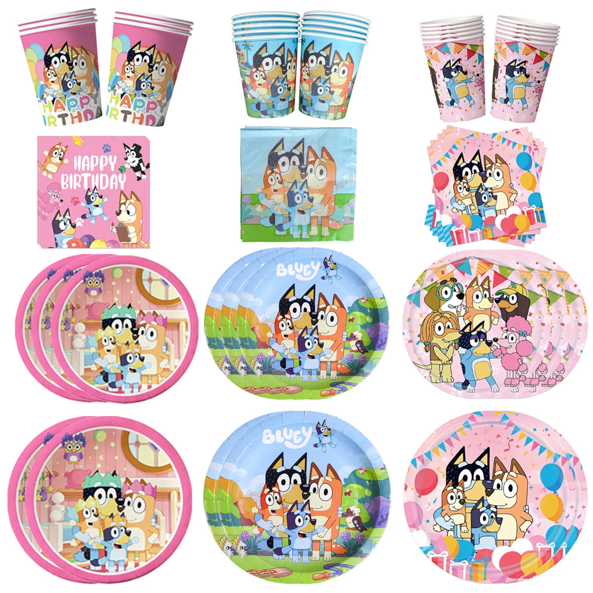 Blue dog Birthday Party Supplies Goodie Bag Stuffers Fillers Tableware Plates Cups Napkins Tablecloth Party Favor Decorations
