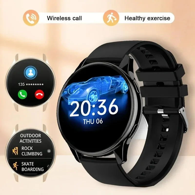Track your sleep and stay connected in style with this round-display smartwatch for men and women, compatible with iOS and Android!