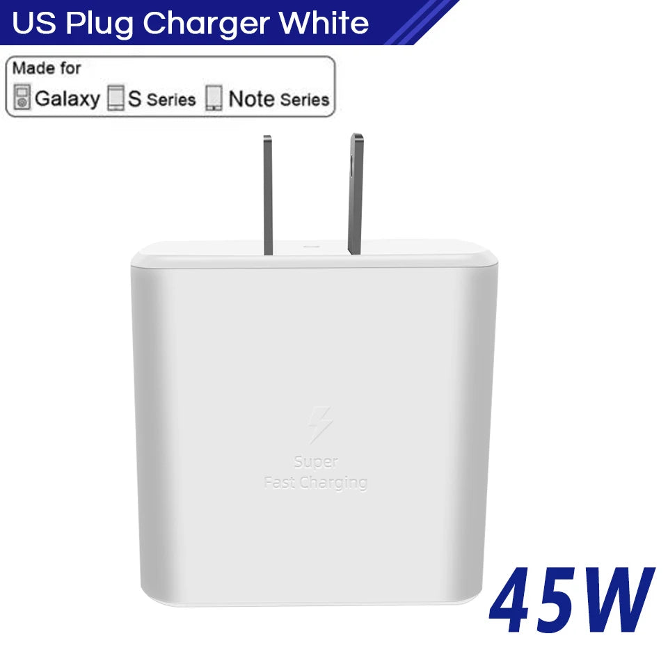 45w Samsung Charger Usb Type C Pd 45 W Super Fast Charging 2.0 Chargeur Cable Galaxy S24 S23+ S22 S21 Ultra Note 20 10 Tab S9