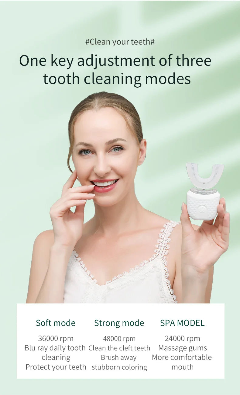 Achieve a superior clean with this electric U-shaped toothbrush for adults—automatic, USB rechargeable, and designed for convenience and effective brushing!
