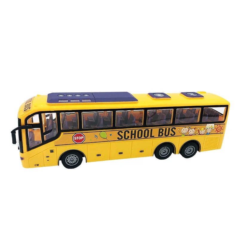 Electric RC Bus 1/30 Scale Remote Control Car with Light for Kids 27Mhz Radio Controlled Tour School City Model Xmas Gift