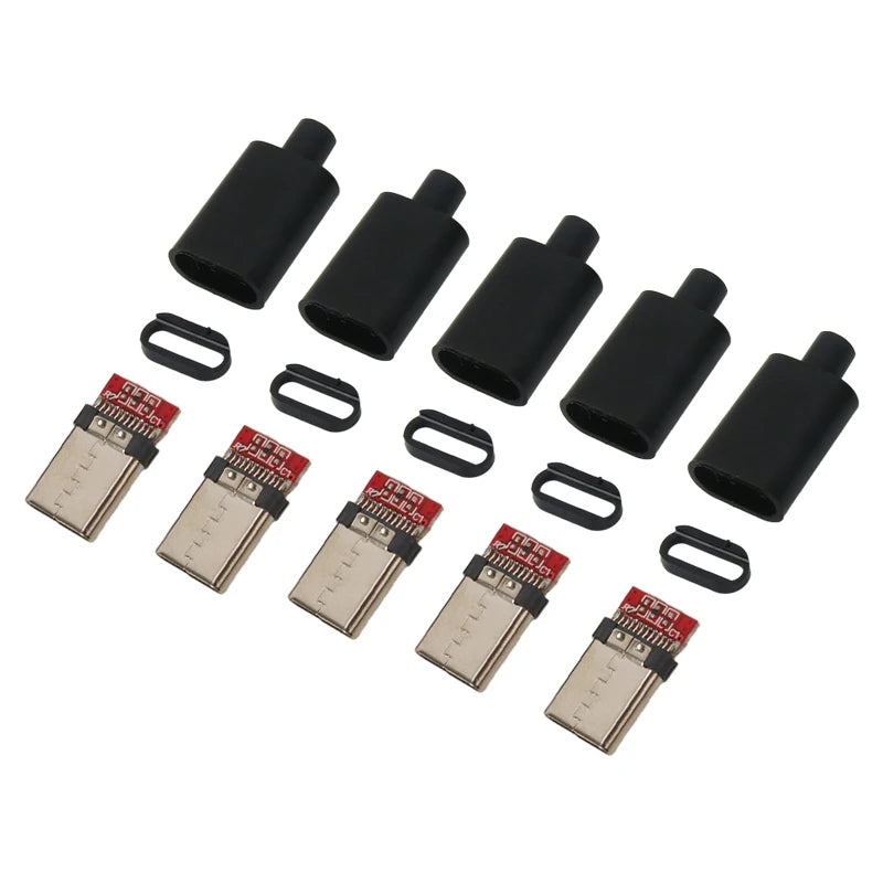5Pcs TYPE C USB 3.1 24 Pin Male Plug Welding Connector Adapter with Housing Type-C Charging Plugs Data Cable Accessories Repair
