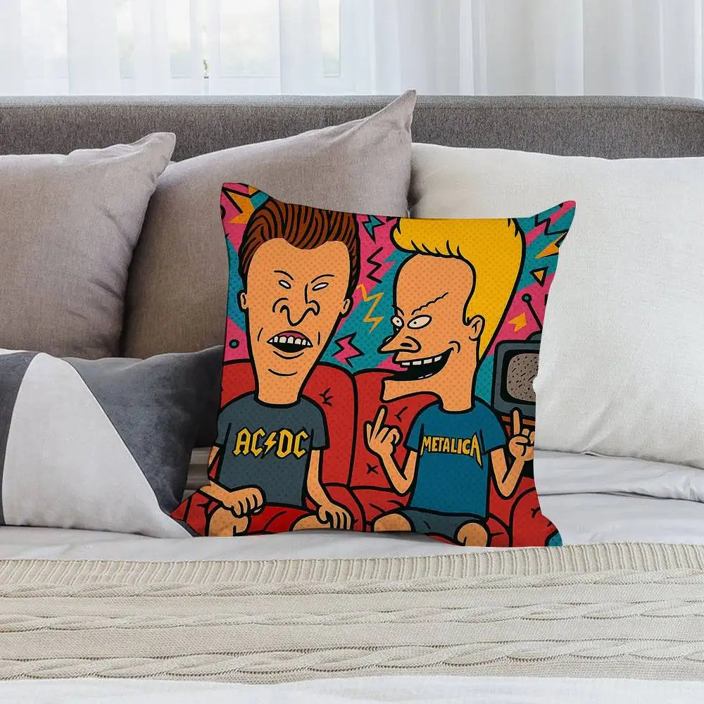 Funny B-Beavis and BUTT-HEAD Pillow Case Short plush Double-sided Print Square Throw Pillow Covers Sofa Home Cushion Decor