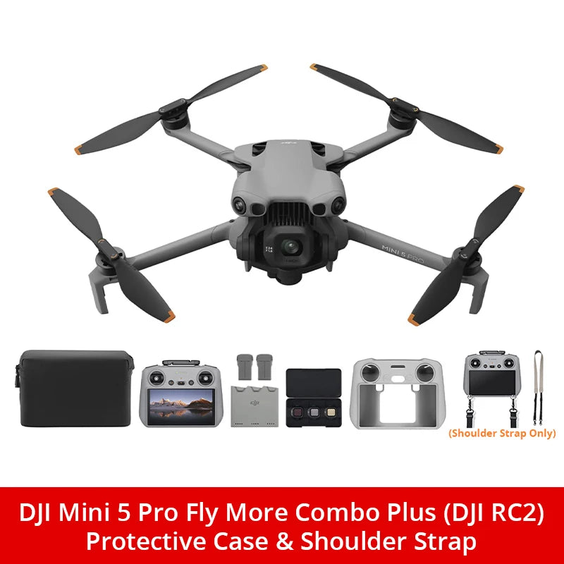 DJI Mini 5 Pro Fly More Combo Plus FPV Drone With Camera Strobe Light & Charger & Cleaning Kit Mini Drones 4k Professional Omnidirectional Obstacle Sensing ActiveTrack