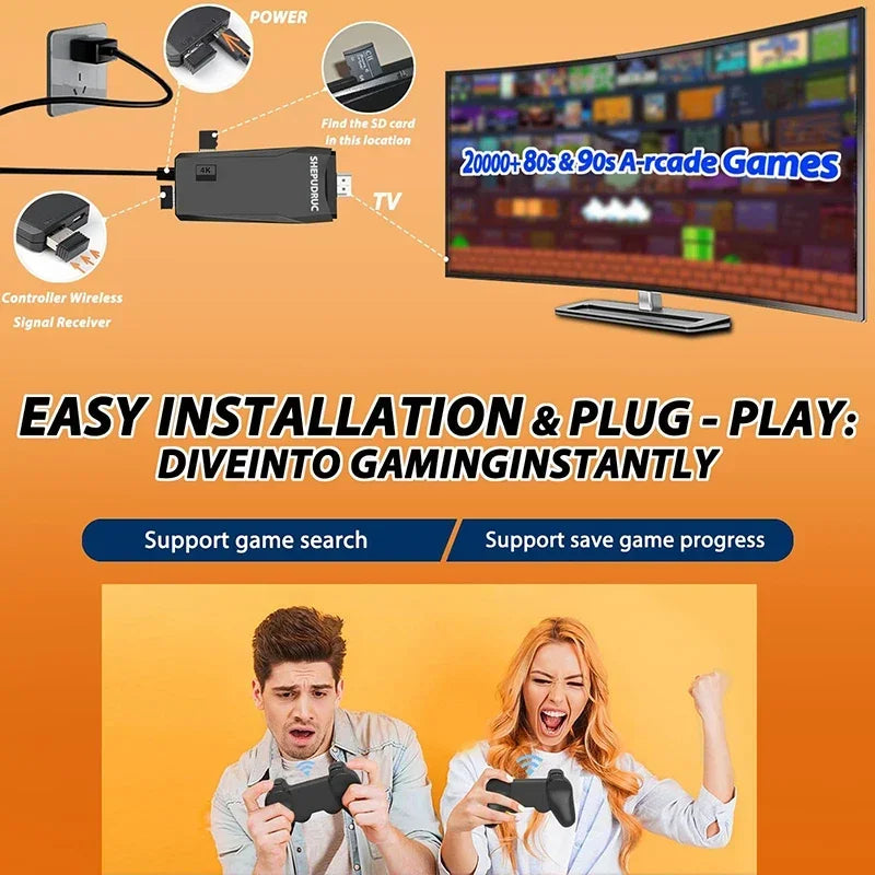 4K NEW 20000 Games Video Game Console 2.4G Wireless Controller Portable TV Game Stick Retro Handheld Game Player For Xmas Gift