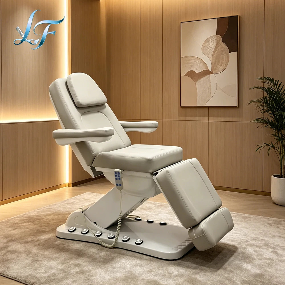 Black Electric 3 Motor Aesthetic Reclining Examination Tattoo Chair Spa Massage Table Cosmetic Facial Beauty Bed