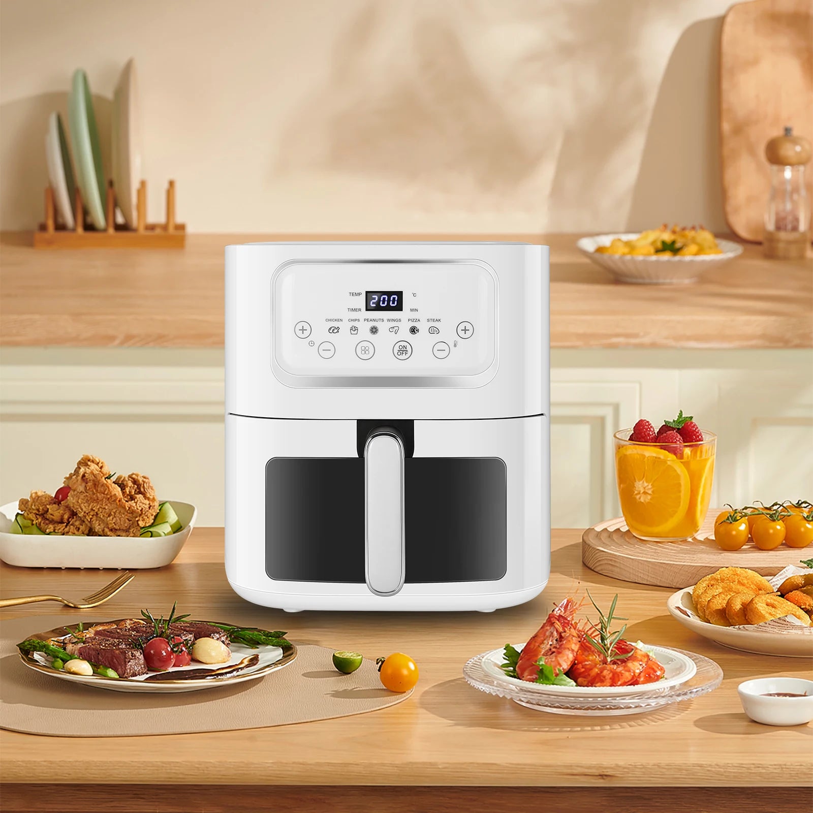 Stainless steel household 10 liter large capacity intelligent electronic digital fryer, oil-free multifunctional touch screen ai