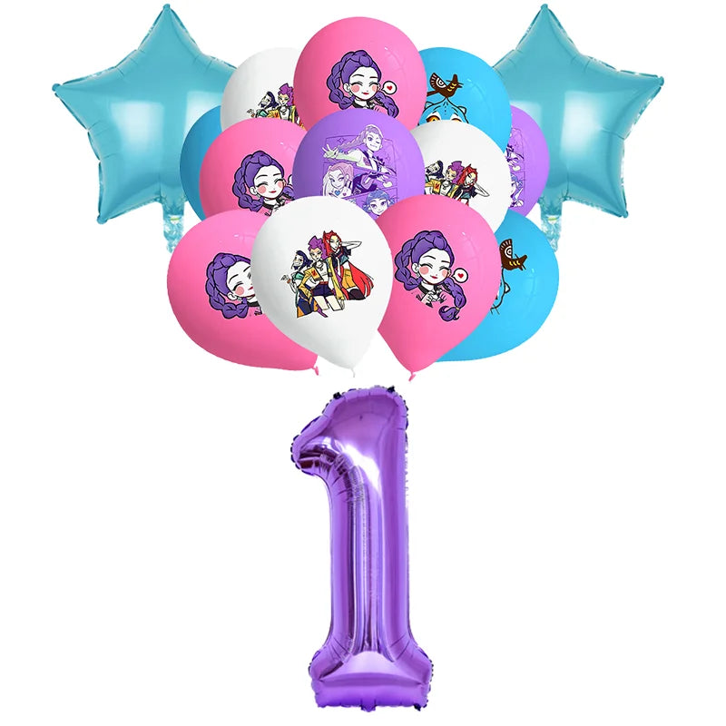 Happy Birthday Party Decoration Character Anime Tableware Plate Cup Balloon Set Banner Backdrop Gift Bag Keychain Party Supplies