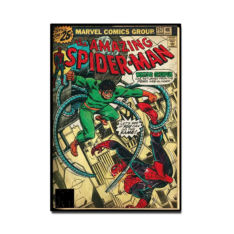 Retro Marvel Super Hero Decorative Painting Anime Spider Man Art Poster American Film Mural Home Childrens Room Wall Decor Pr