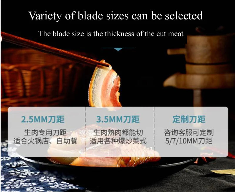 Desktop Meat Slicer For Fresh Meat Slicing Shredding Dicing Detachable Blade Electric Meat Cutting Machine
