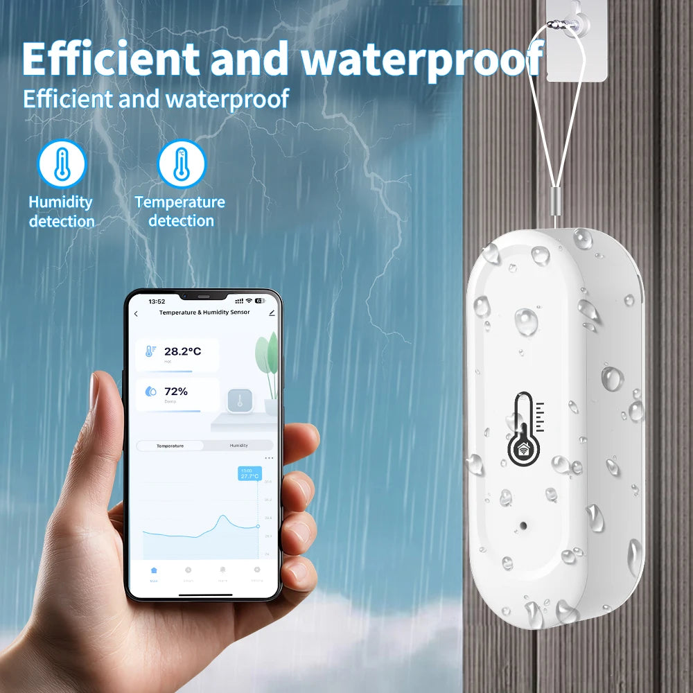 Tuya WiFi Outdoor IP65 Waterproof or Indoor Temperature Humidity Sensor Home Thermometer Compatible For Alexa Google Home Voice